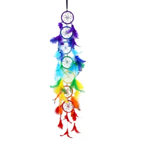 Farbiger Regenbogen Traumfaenger handgefertigt Wandbehang Dekoration fuer Zuhause