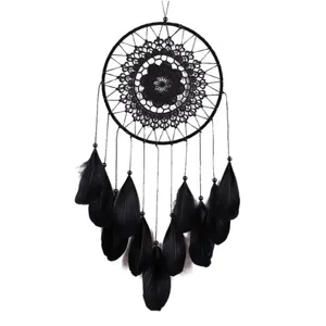 Schwarzer federn traumfaenger wandbehang bohemien stil schlafzimmer wand dekoration