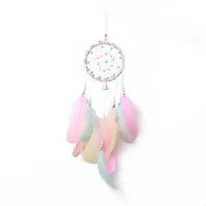 Atrapasueños colgante artesanal con plumas decoración para habitación de niñas