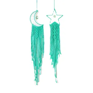 Nordic bohemian star and moon macrame wall hanging cotton rope woven tapestry home decor
