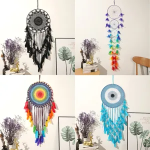 Handmade feather dream catcher wall hanging, large boho decor for home, bedroom and wedding.