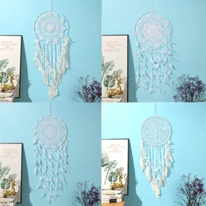 Large white feather dream catcher wall hanging boho home decor bedroom wedding ornament