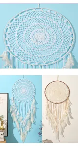 Grande acchiappasogni bianco beige boho da parete per camera da letto matrimonio piume carillon