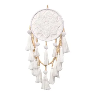 Ornamento appeso acchiappasogni con frange bianche minimalista nordico per arredamento camera