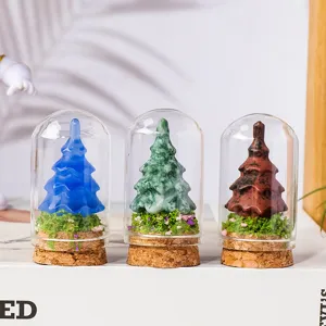 Ensemble de décoration de bureau en dôme de verre de bouteille de vœux d'arbre de Noël