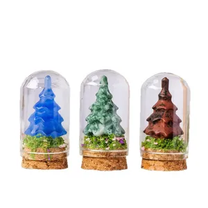 Ornement de bouteille à vœux d'arbre de Noël en cristal naturel, set de déco en verre