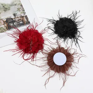 DIY feather flower shoe clips rhinestone beaded handmade clothing accessories patches
