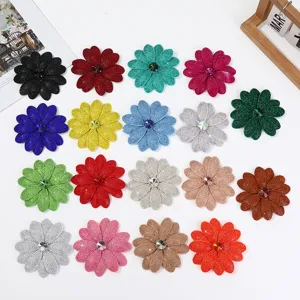 Full Rhinestone Flower Brooch Shoe Flower Fabric Patch DIY Clothing Apparel Bags Shoes Decorative Accessories