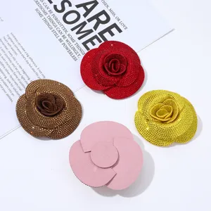 Simulated rhinestone camellia flower DIY accessories clothing bag rhinestone rose charms wholesale