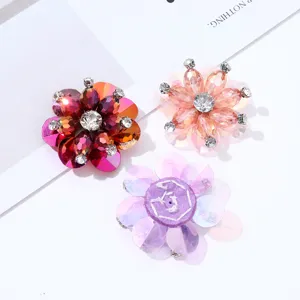 Kristall Strass Pailletten Blumen Aufnäher, glitzernde Perlen Kleider Zubehör für DIY Basteln.