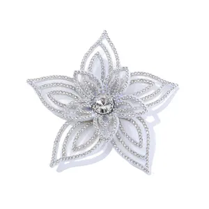 White 3D Rhinestone Flower Applique Patch DIY Craft Accessory for Wedding Dress Shoes Bags
