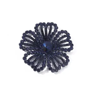 Donkerblauwe strass bloem patch DIY accessoires voor kleding en decoratie stuk 1st