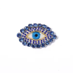 Handgemaakte blauwe boze oog strass patch DIY kleding accessoires kralen applicatie.