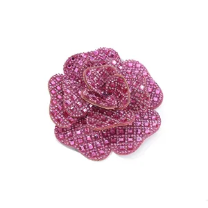 Exquisite 3D rhinestone rose flower detail, perfect for DIY apparel, bags, and shoes decoration.