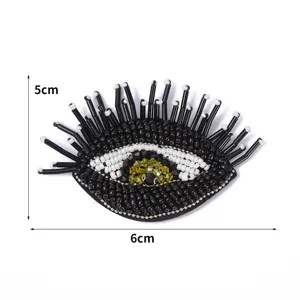 Handgemaakte kralen boze oog patch geborduurd badge voor kleding accessoires 5x6cm