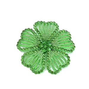 Sparkling green rhinestone flower accessory, multi-petal crystal shoe clip and garment charm.