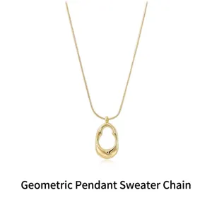 Gold geometric pendant necklace for women minimalist luxury sweater chain jewelry 2026 new