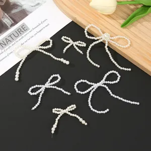 Artificial Pearl Bow DIY Accessories White Beaded Bowknot Charm For Phone Case Hair Accessories Gift Decoration