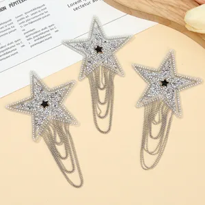 Rhinestone Pentagram Tassel Epaulet Patch DIY Performance Accessories Dress Shoulder Ornament Decorative Garment Trims