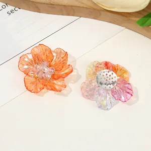 Accessoires DIY de bijoux de fleurs à six pétales en résine multicolore pour cheveux de femmes