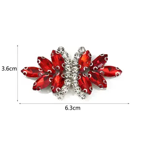 Red rhinestone crystal bow patch applique for garment shoe bag accessories craft DIY decor