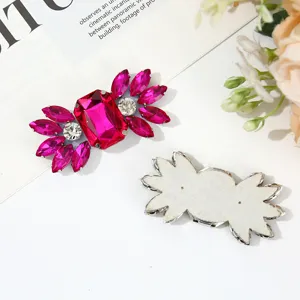 Vibrant pink rhinestone shoe buckle patch garment accessory DIY crafting decorative applique item