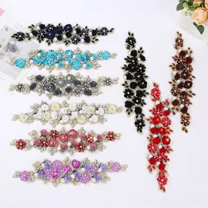 Exquisite 3D beaded flower lace patch DIY embroidery applique for clothing and dress decor.