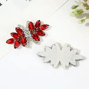 Crystal rhinestone bow patch red glass diamantes clothing accessory DIY craft decor appliques