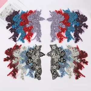 Handgemaakte kraal kant bloem patch applicaties voor trouwjurk DIY kleding accessoires