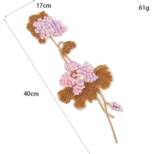 Handmade sequin flower patch embroidered applique clothing accessory 17x40cm 61g.