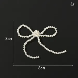Korean style pearl bow DIY accessory, 8x8cm size and 3g weight, ideal for phone cases and hair clips.
