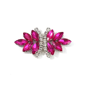 Fuchsia rhinestone bow applique for DIY clothing shoes hats accessories garment decor details