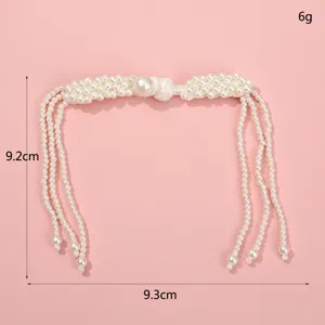 Chinese style handmade pearl tassel frog button for DIY hanfu cheongsam decoration.
