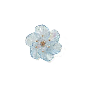 Fleur bleue à six pétales accessoire DIY ornement floral transparent vue détaillée