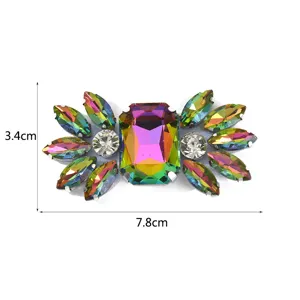 Multi-color glass rhinestone shoe buckle DIY apparel accessory sparkling crystal patch