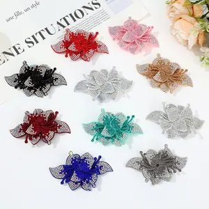 Rhinestone flower shoe clips decorative patches sparkling crystal apparel accessories multi color.