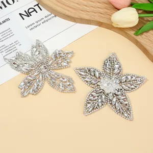 Silver Hollow Rhinestone Christmas Flower Patch DIY Garment Clothing Accessories Decorative Applique Embellishment