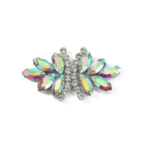 Crystal rhinestone bow patch detail, sparkling AB glass stones for DIY garments apparel decor.