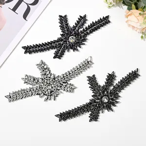 Handgefertigt Glas Strass Applikation Flicken DIY Nähborte Kristall Perlen Motiv Für Brautkleid Bekleidungszubehör
