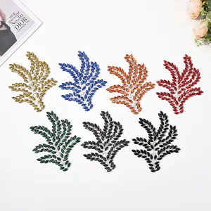 Bunte Blatt Strass Applikationen fuer DIY Handwerk Hochzeit Kleid Kleidung Zubehoer 7 Farben