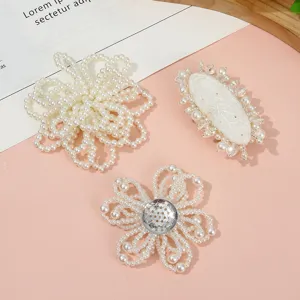 DIY handmade pearl flower patches decorative appliques clothing accessories for women shoes
