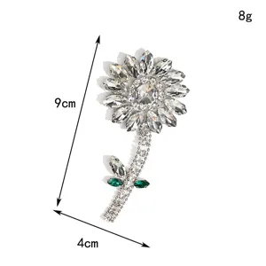 Rhinestone Sunflower Patch DIY Apparel Accessory Crystal Glass Flower Applique 9cm 4cm