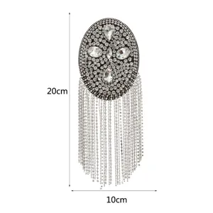 Rhinestone epaulet fringe patch crystal tassel shoulder piece DIY suit dress garment accessory