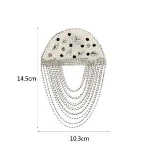 Exquisite pearl rhinestone tassel epaulet patch for formal suit dress DIY apparel decoration.