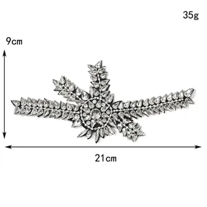 Handgemachte Strass Applikation Kristall Perlen Aufnäher für Brautkleid Kleidung 21cm