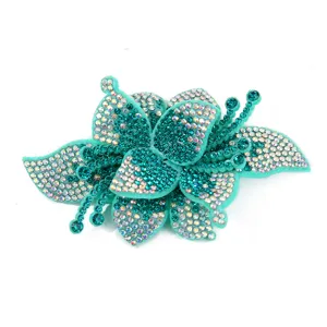 Sparkling crystal rhinestone flower patch for shoes decoration and crafts accessory piece