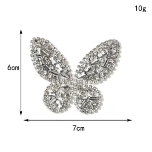 Rhinestone butterfly patch crystal hot melt adhesive DIY clothing accessory 6x7cm 10g