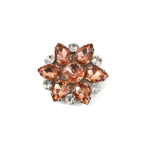 Sparkling crystal rhinestone flower DIY accessory detail closeup for shoes bags clothing craft making.