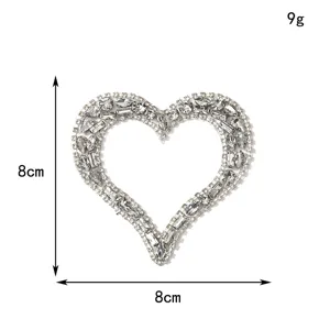 Rhinestone Heart Applique DIY Hot Fix Crystal Patch for Wedding Dress Garment Decoration 8cm