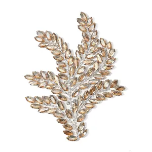 Kristall Strass Blatt Applikation Aufnäher DIY Brautkleid Kleidungsstück Zubehör glänzend.